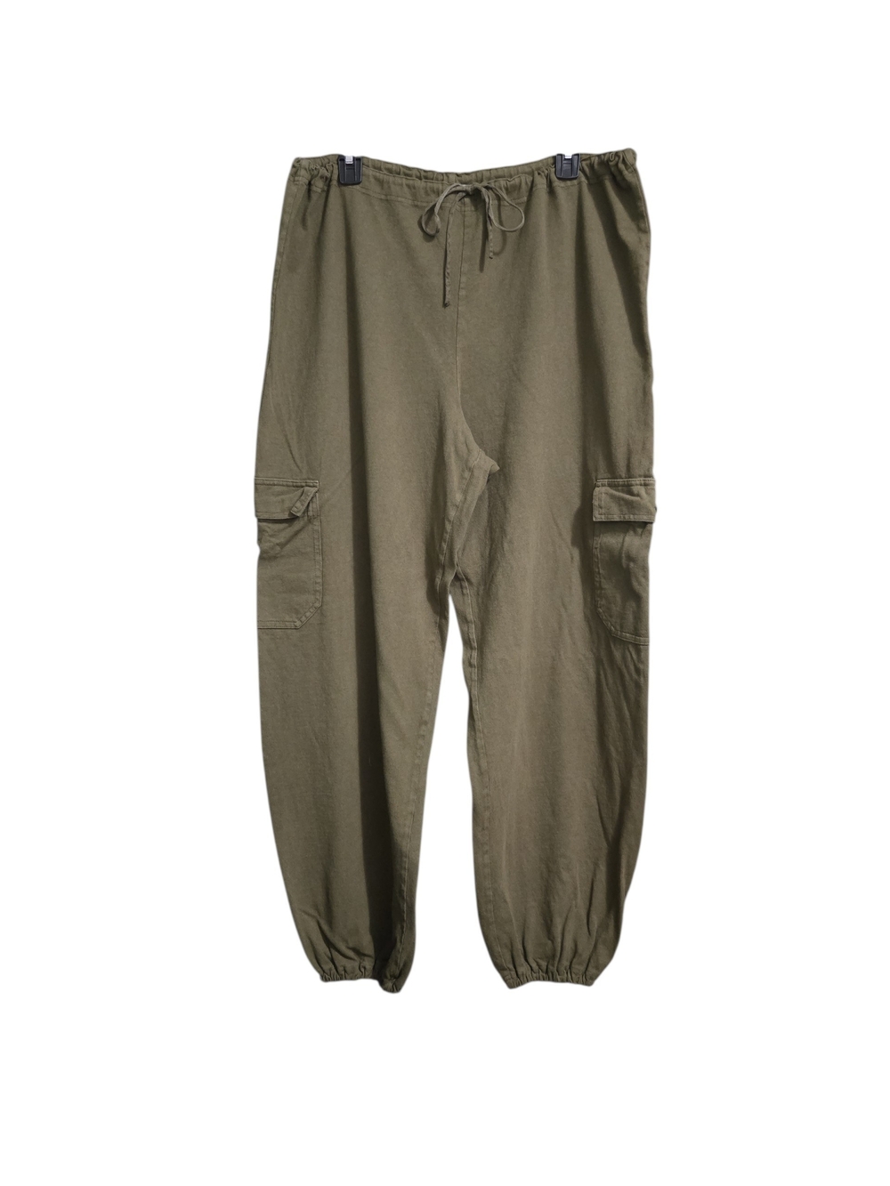 Women's Bryn Walker Olive Green 100% Cotton Drawstring Cargo Pants Joggers XL
